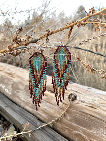 Neutral Long Western Fringe Earrings