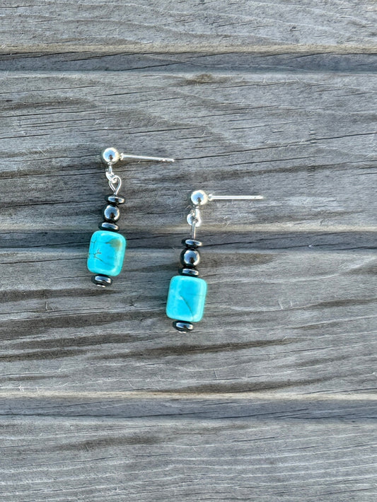 Turquoise Howlite and Hematite