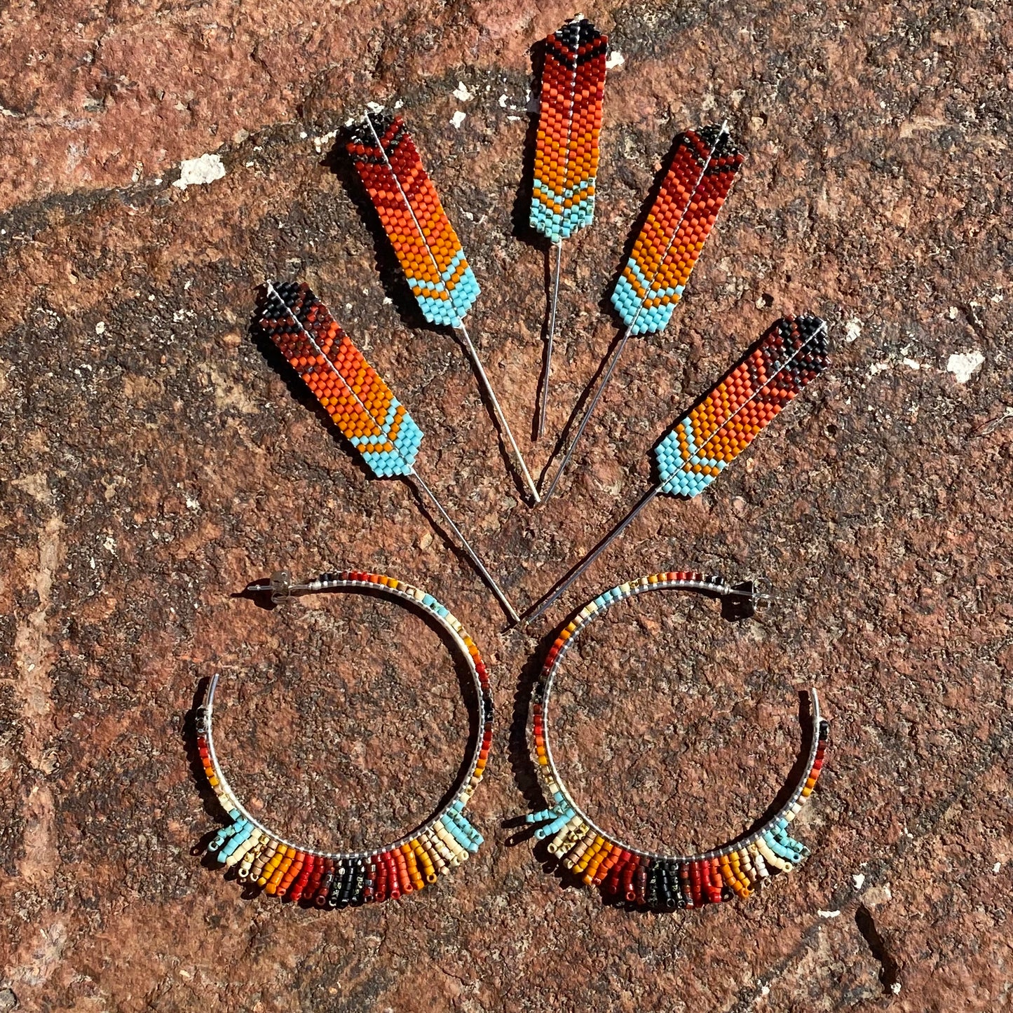 Beaded Feather Hat Pin