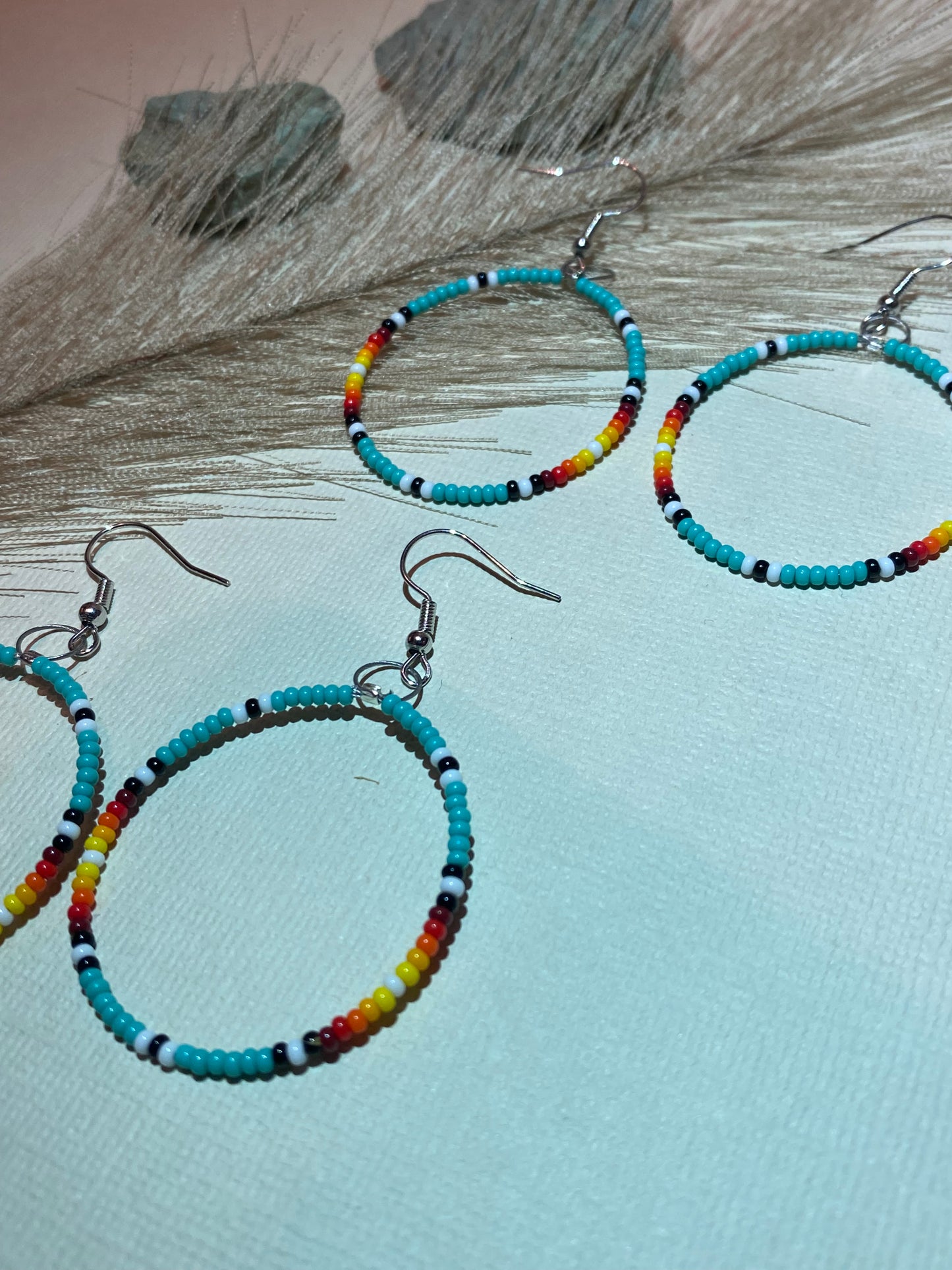 Teal aztec hoops