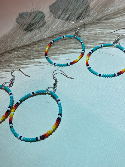 Teal aztec hoops