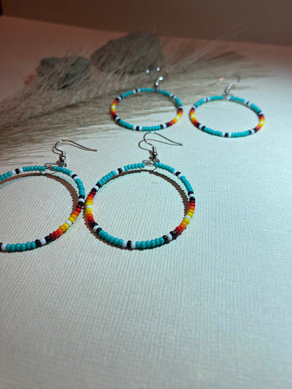 Teal aztec hoops