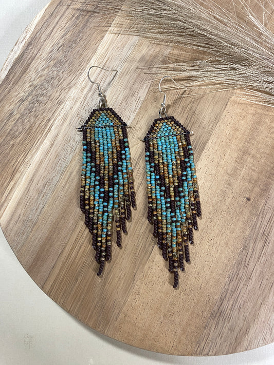 Neutral Long Western Fringe Earrings