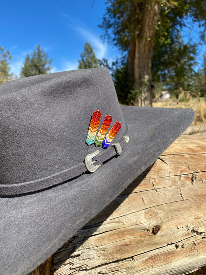 Beaded Feather Hat Pin