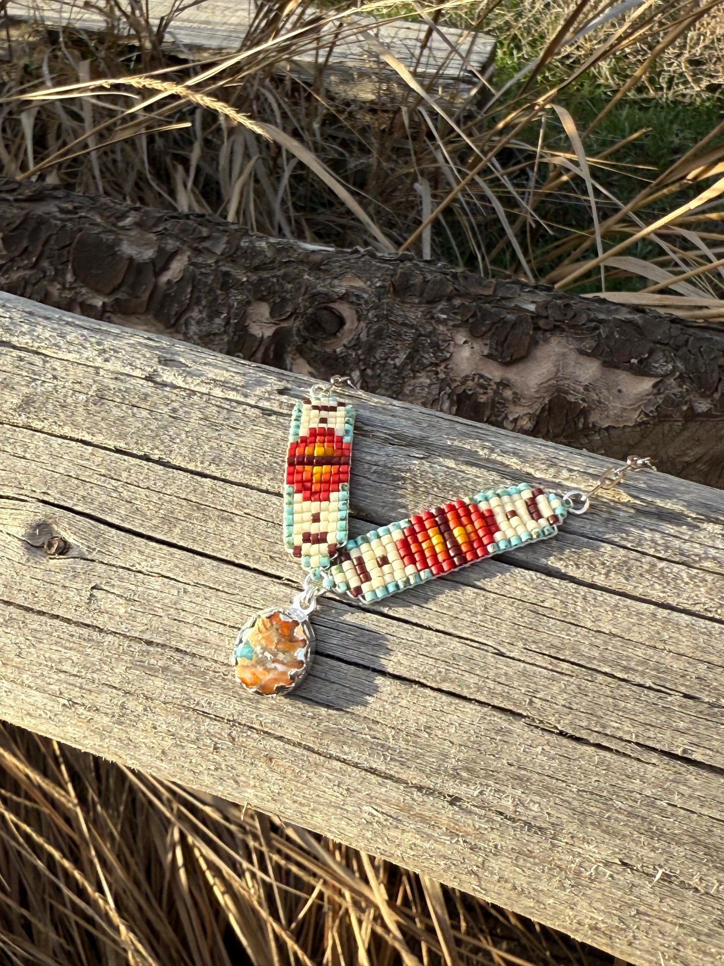 #1 Mini Breast Collar Necklace -Spiny Oyster and Turquoise