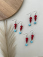 Red and Turquoise Drop Earrings