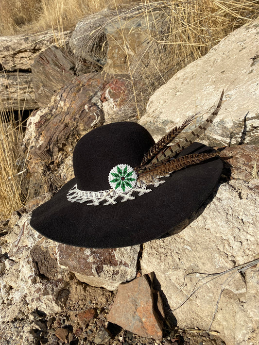 Beaded Flat Brim Hat