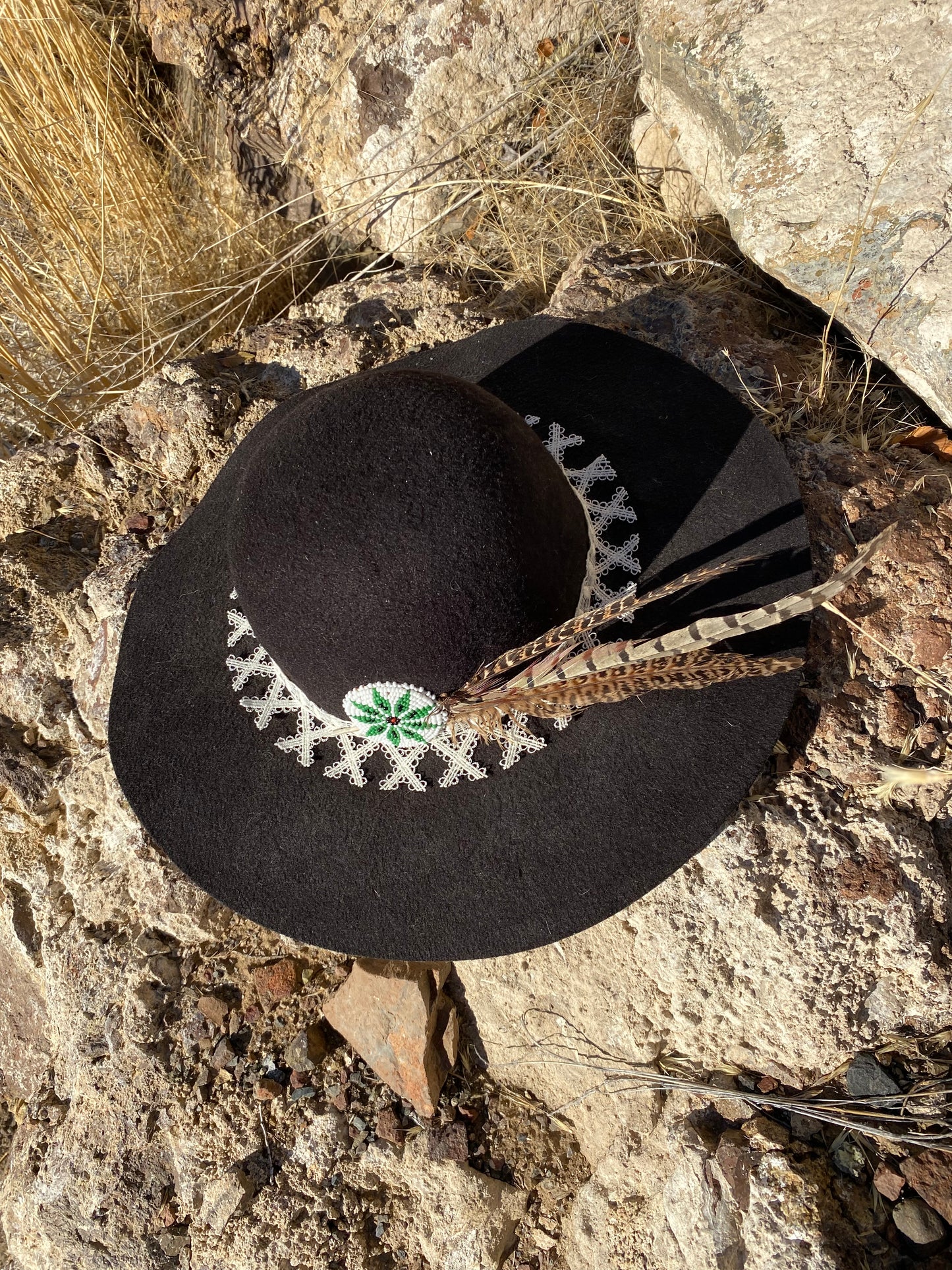 Beaded Flat Brim Hat