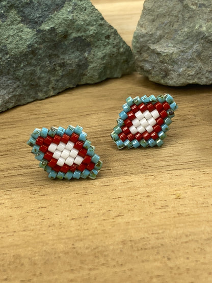 Painted Desert Beaded Stud Earrings