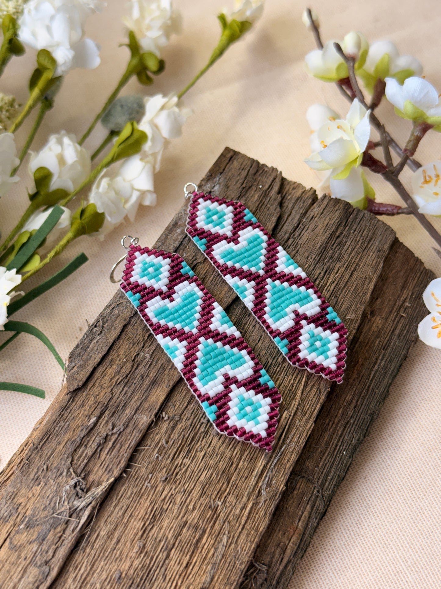 Loom Beaded Heart Earrings