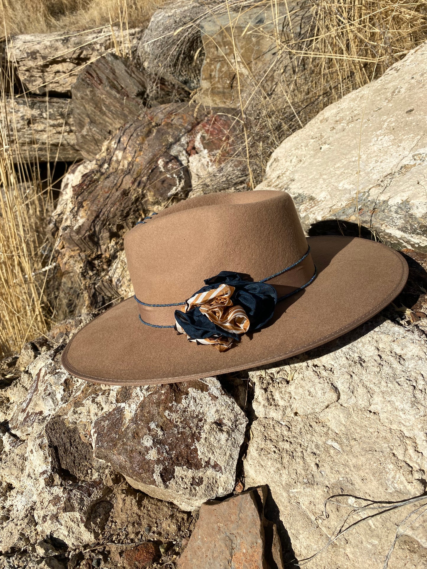 Beaded Flat Brim Hat