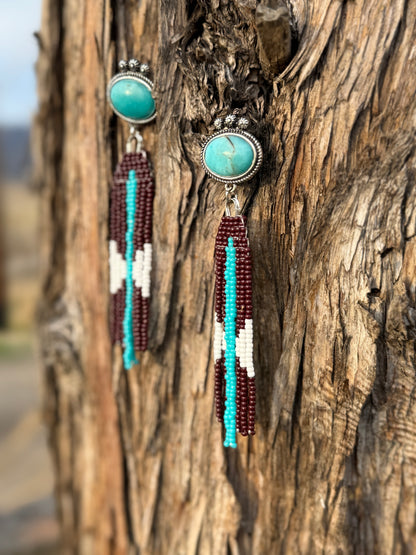 Long Rich Colored Western Fringe Earrings