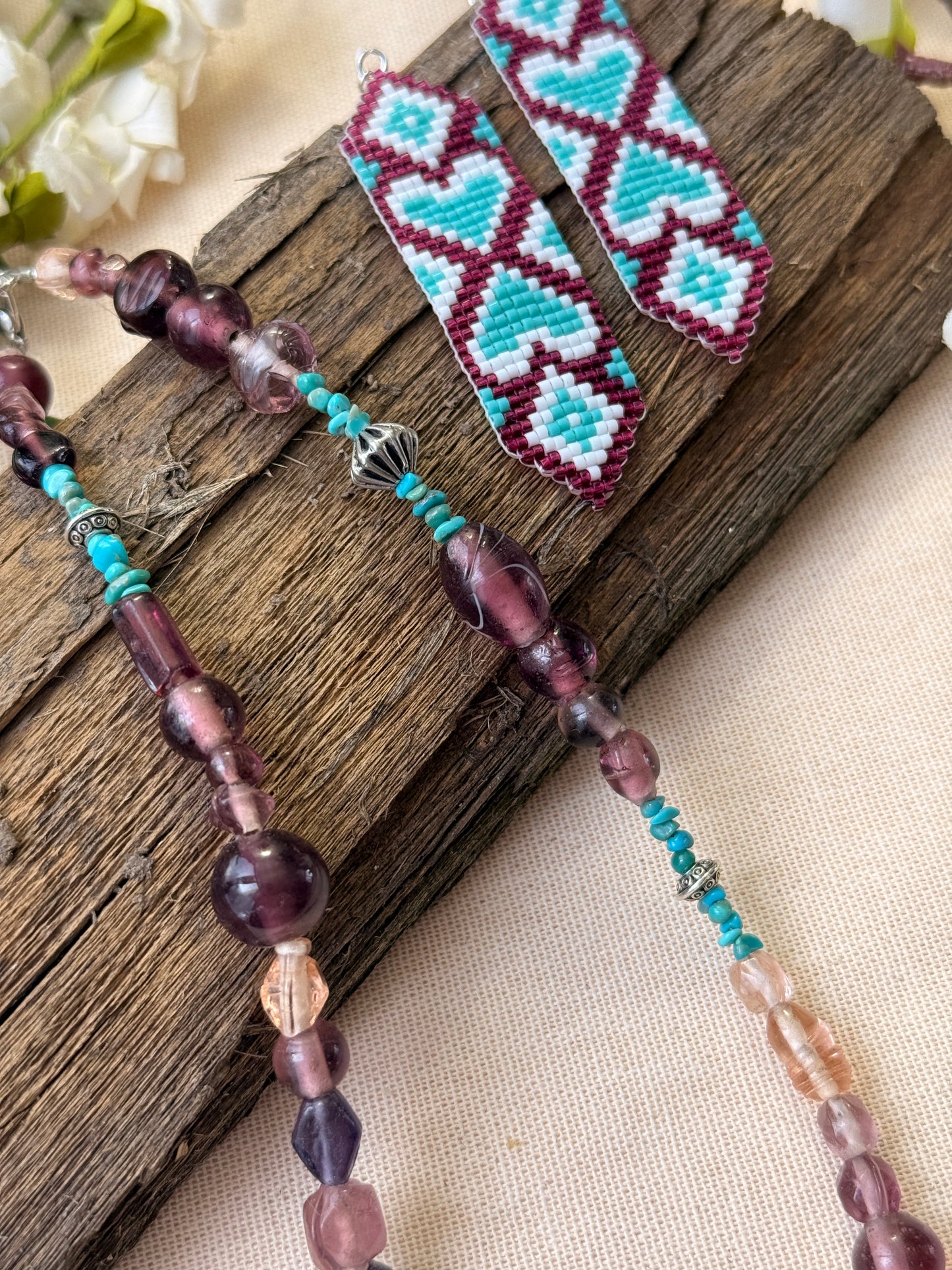 Loom Beaded Heart Earrings