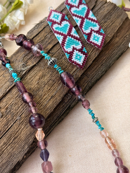 Loom Beaded Heart Earrings