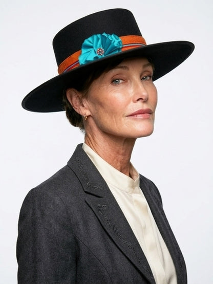 Beaded Flat Brim Hat