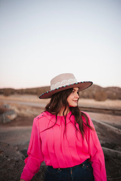 Beaded Flat Brim Hat