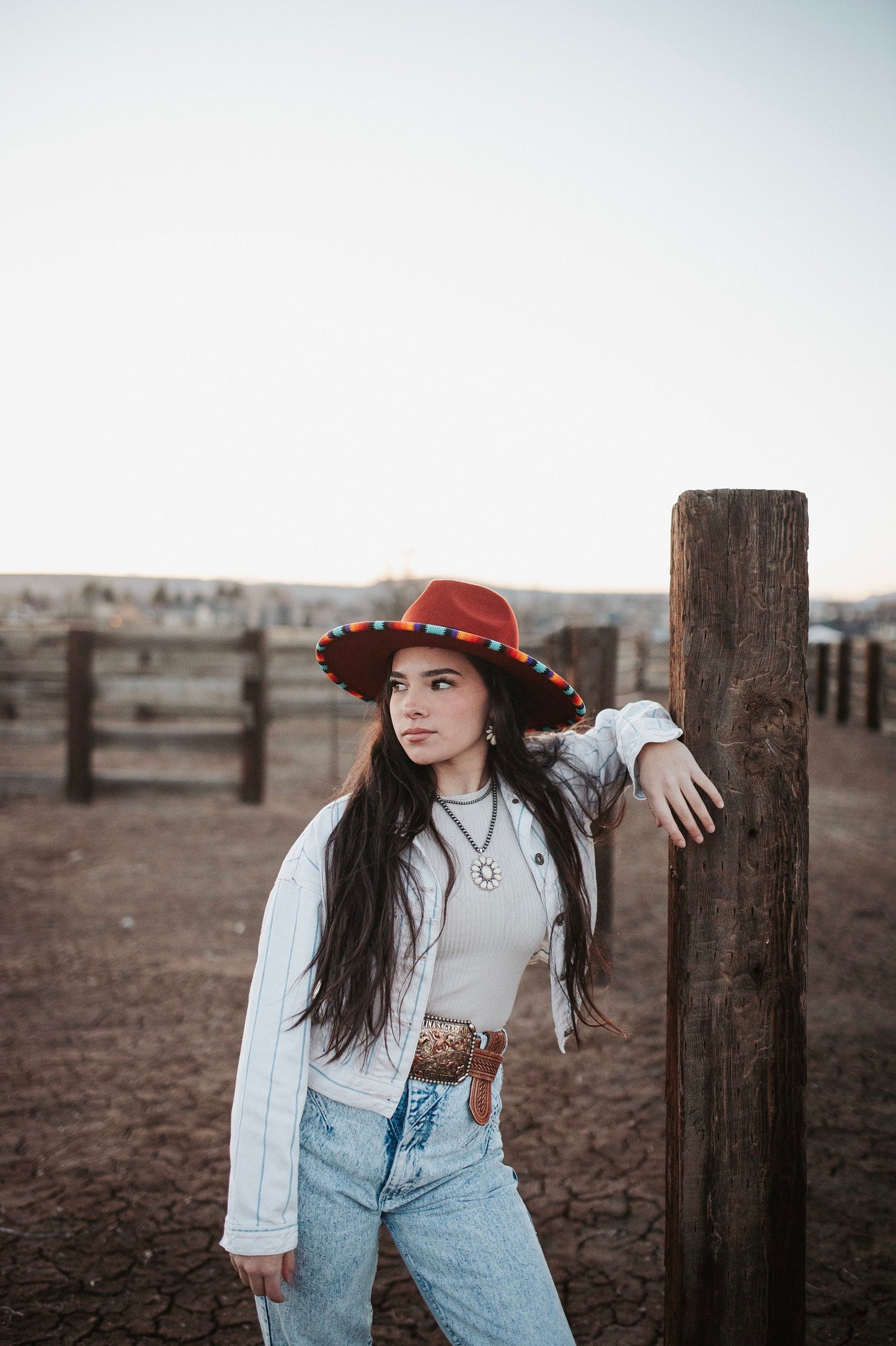 Beaded Flat Brim Hat