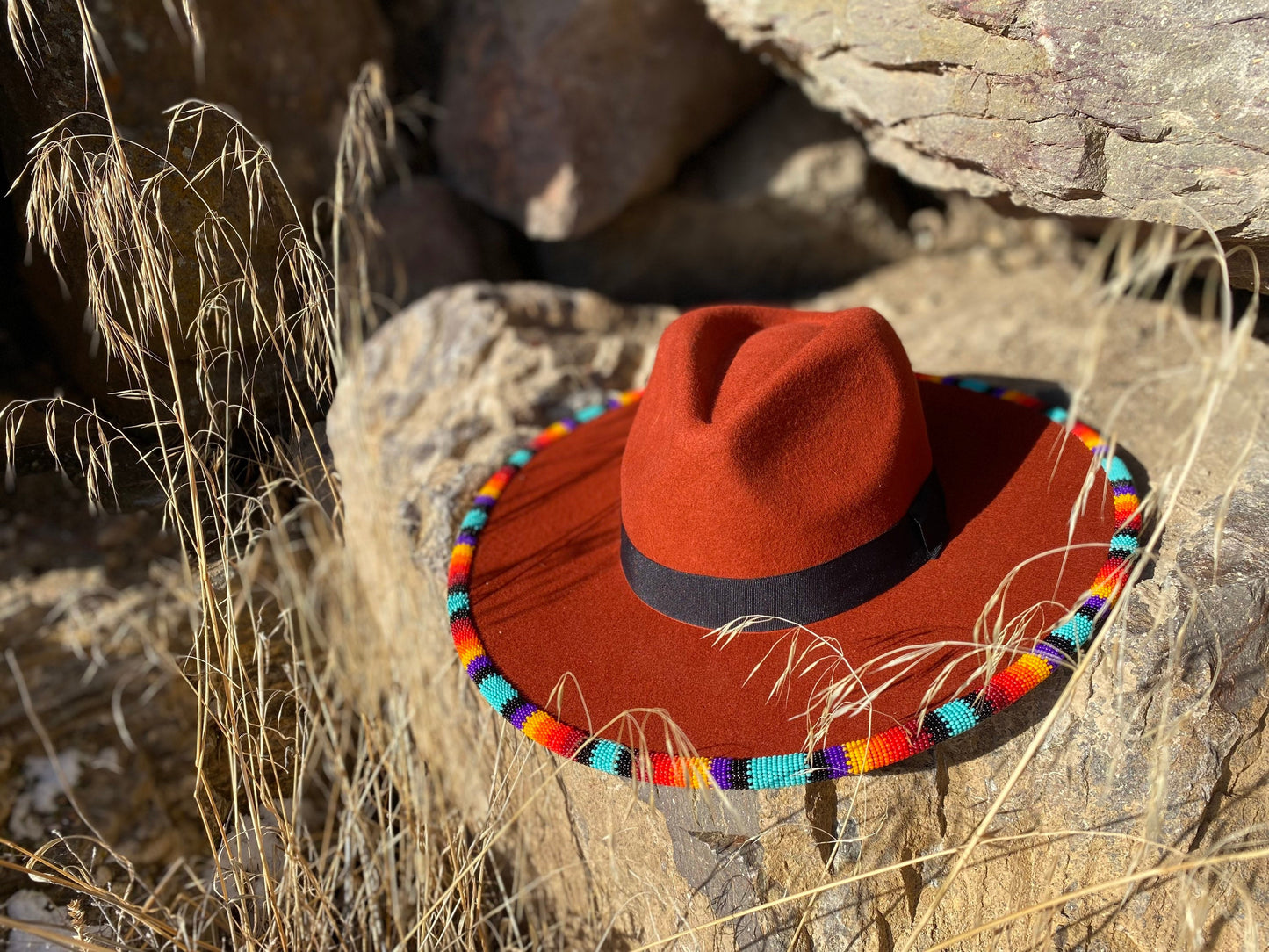 Beaded Flat Brim Hat