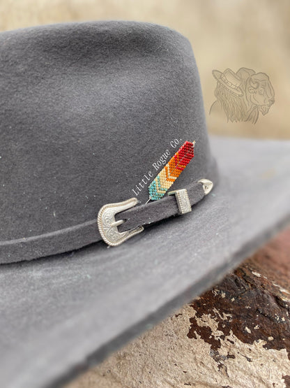 Teal Picasso Beaded Feather Hat Pin