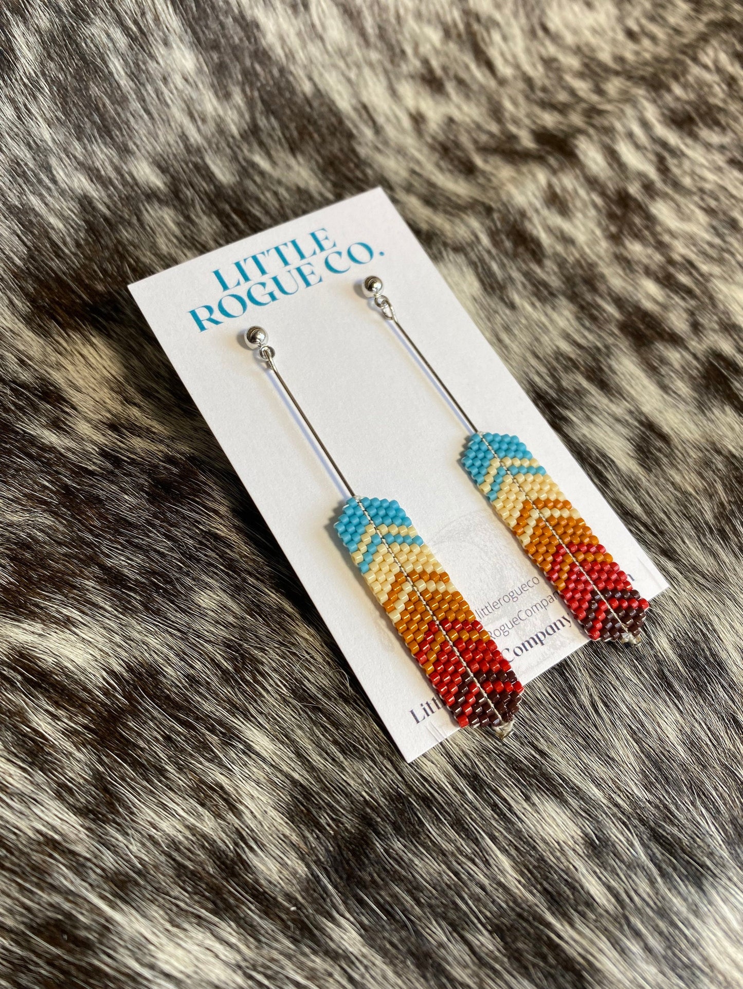 Beaded Feather Earrings